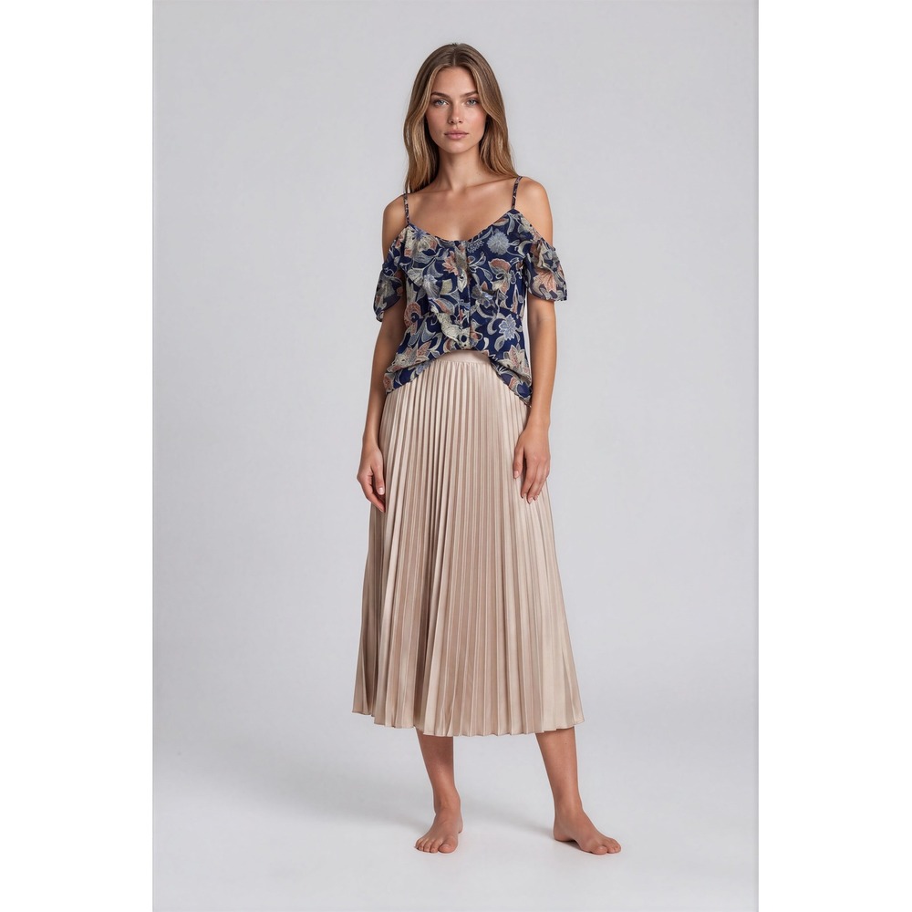 Maeve Anthropologie Floral Cold Shoulder Blouse Women's Size 4 Boho Navy